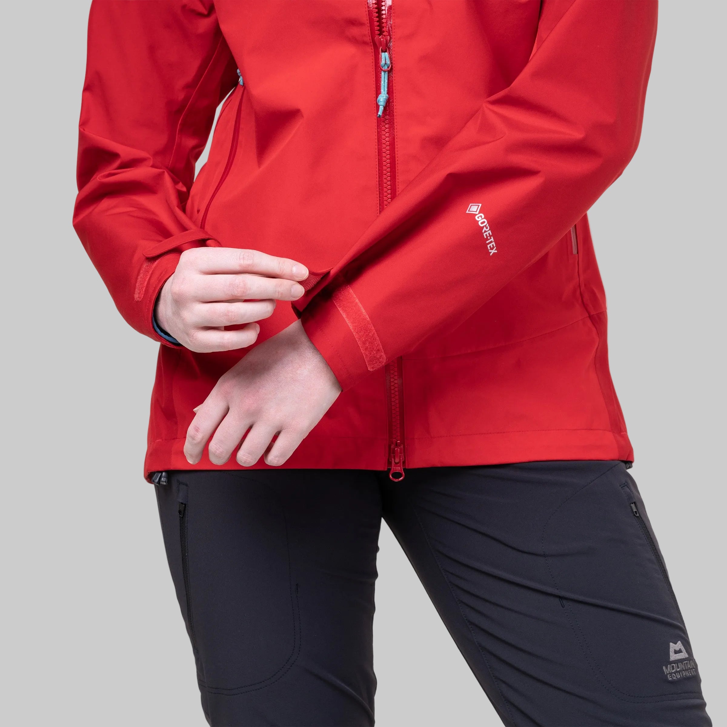 Red jacket with a brand logo on a white background