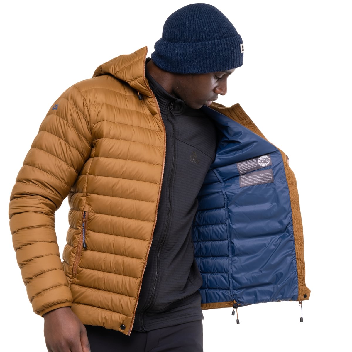 Earthrise Men's 100% Recycled Hooded Lightweight Down Jacket - Walnut [ME-006399_STOCK]