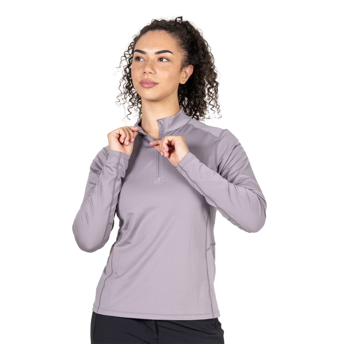 Cerrig Women's Long Sleeve Moisture Wicking 1/4 Zip Base Layer Tops - Allium [ME-007463_SAMPLE]
