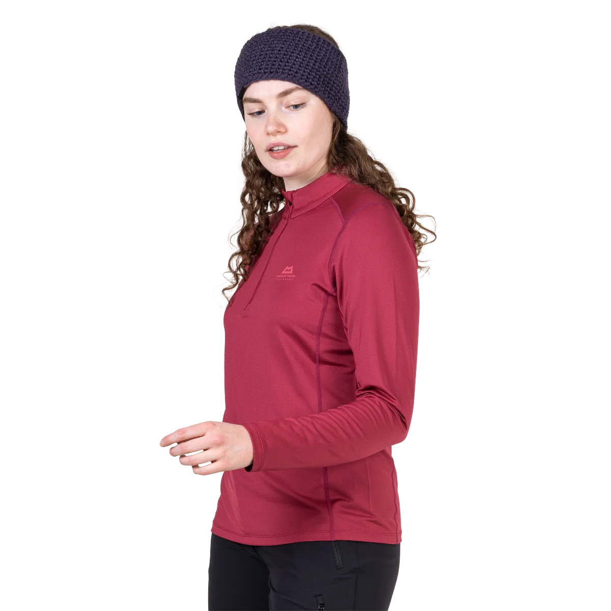 Cerrig Women's Long Sleeve Moisture Wicking 1/4 Zip Base Layer Tops - Maroon [ME-007463_SAMPLE]
