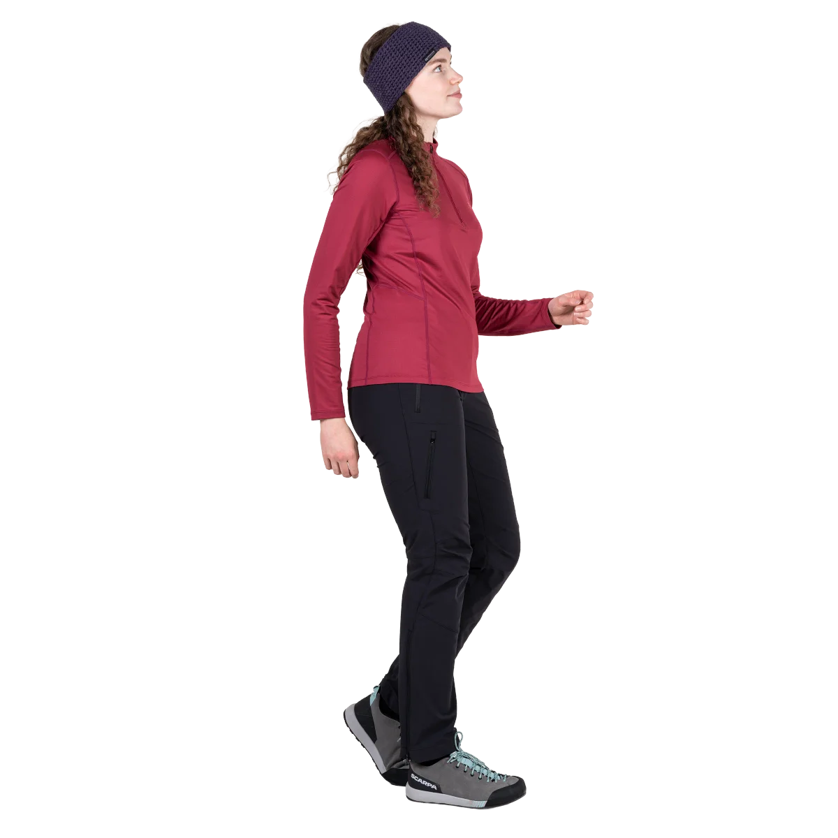 Cerrig Women's Long Sleeve Moisture Wicking 1/4 Zip Base Layer Tops - Maroon [ME-007463_SAMPLE]