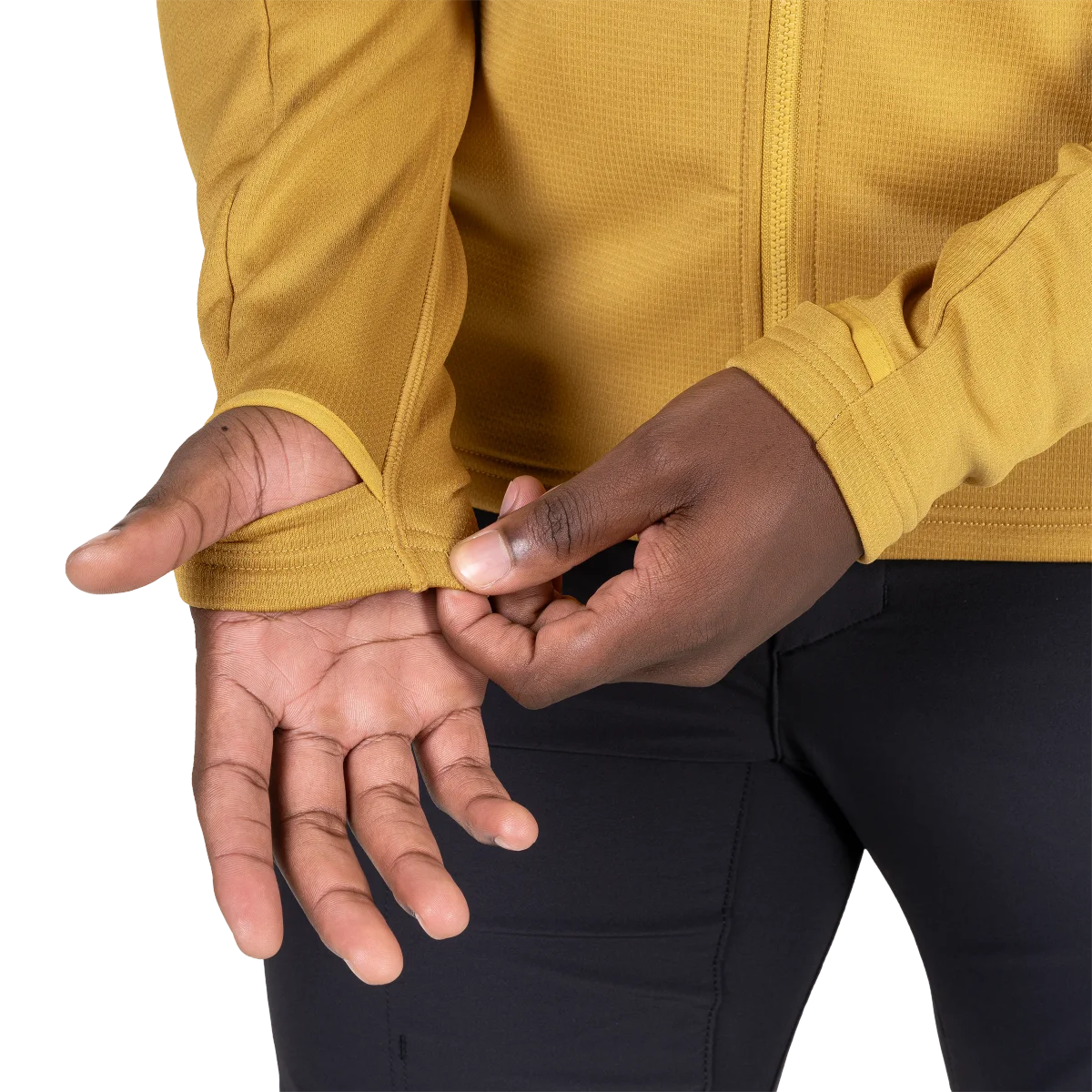 Durian Hooded Men's Microgrid Stretch Fleece Jacket - Mustard [ME-008029_SAMPLE]