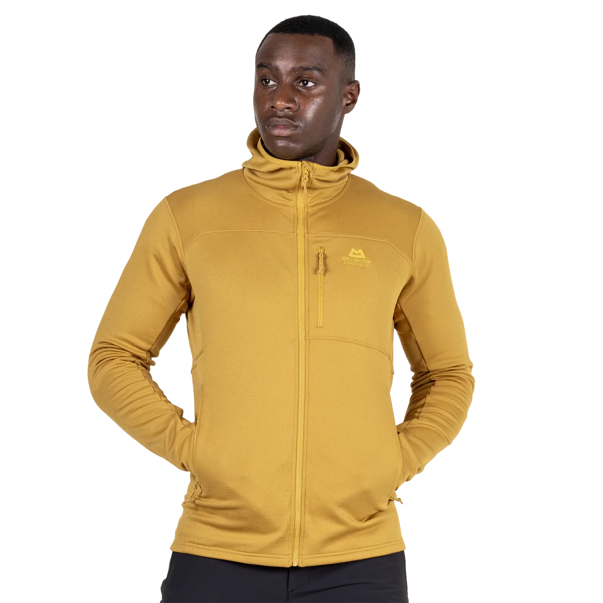 Durian Hooded Men's Microgrid Stretch Fleece Jacket - Mustard [ME-008029_SAMPLE]