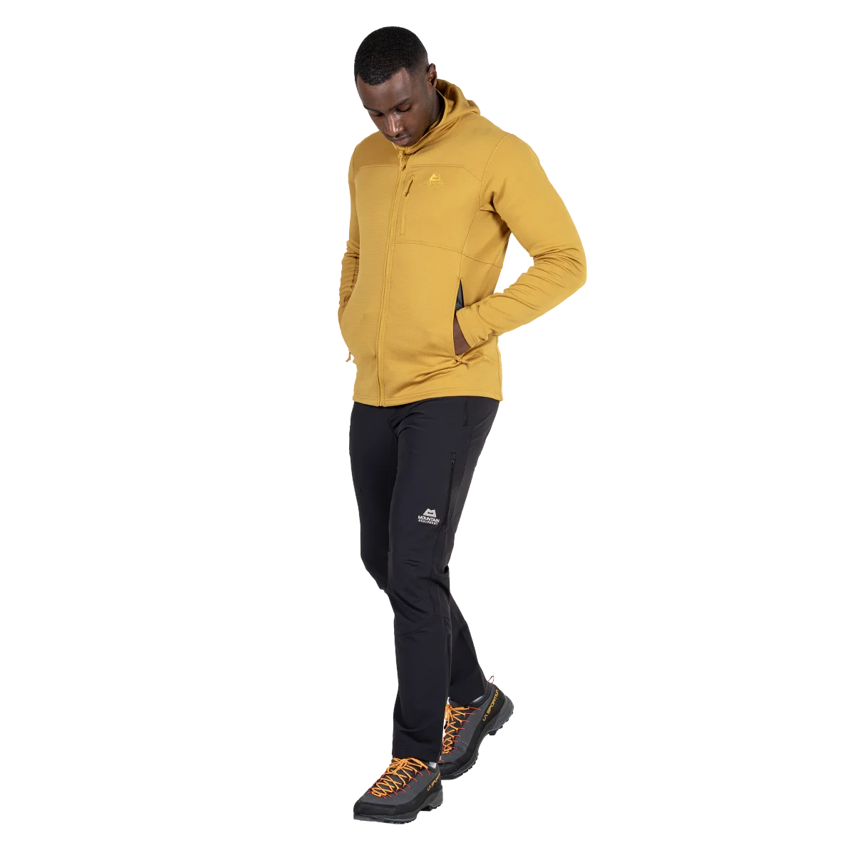 Durian Hooded Men's Microgrid Stretch Fleece Jacket - Mustard [ME-008029_SAMPLE]