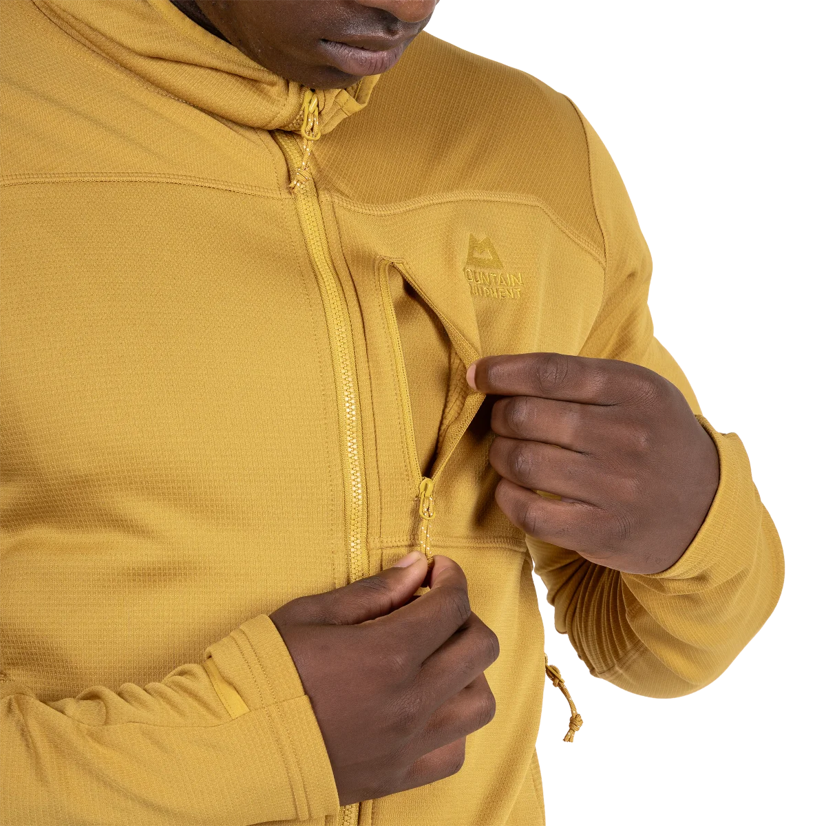 Durian Hooded Men's Microgrid Stretch Fleece Jacket - Mustard [ME-008029_SAMPLE]