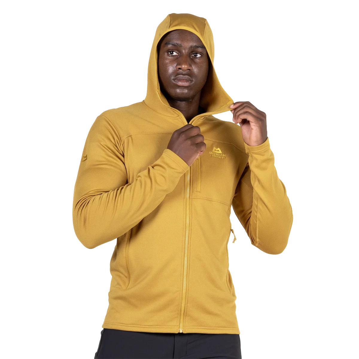 Durian Hooded Men's Microgrid Stretch Fleece Jacket - Mustard [ME-008029_SAMPLE]