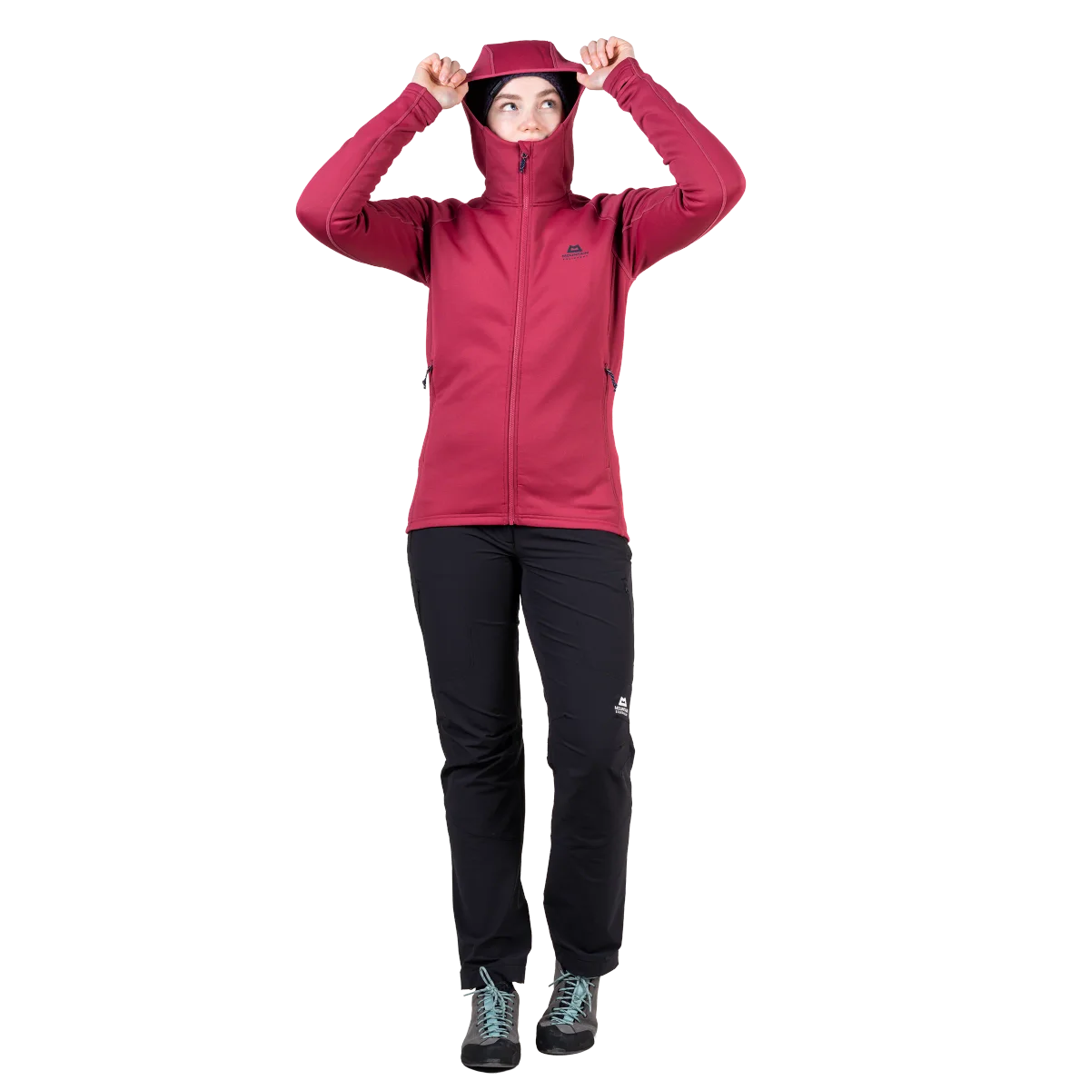 Jorasses Hooded Women's Stretch Powerfleece Jacket - Maroon [ME-008072_SAMPLE]
