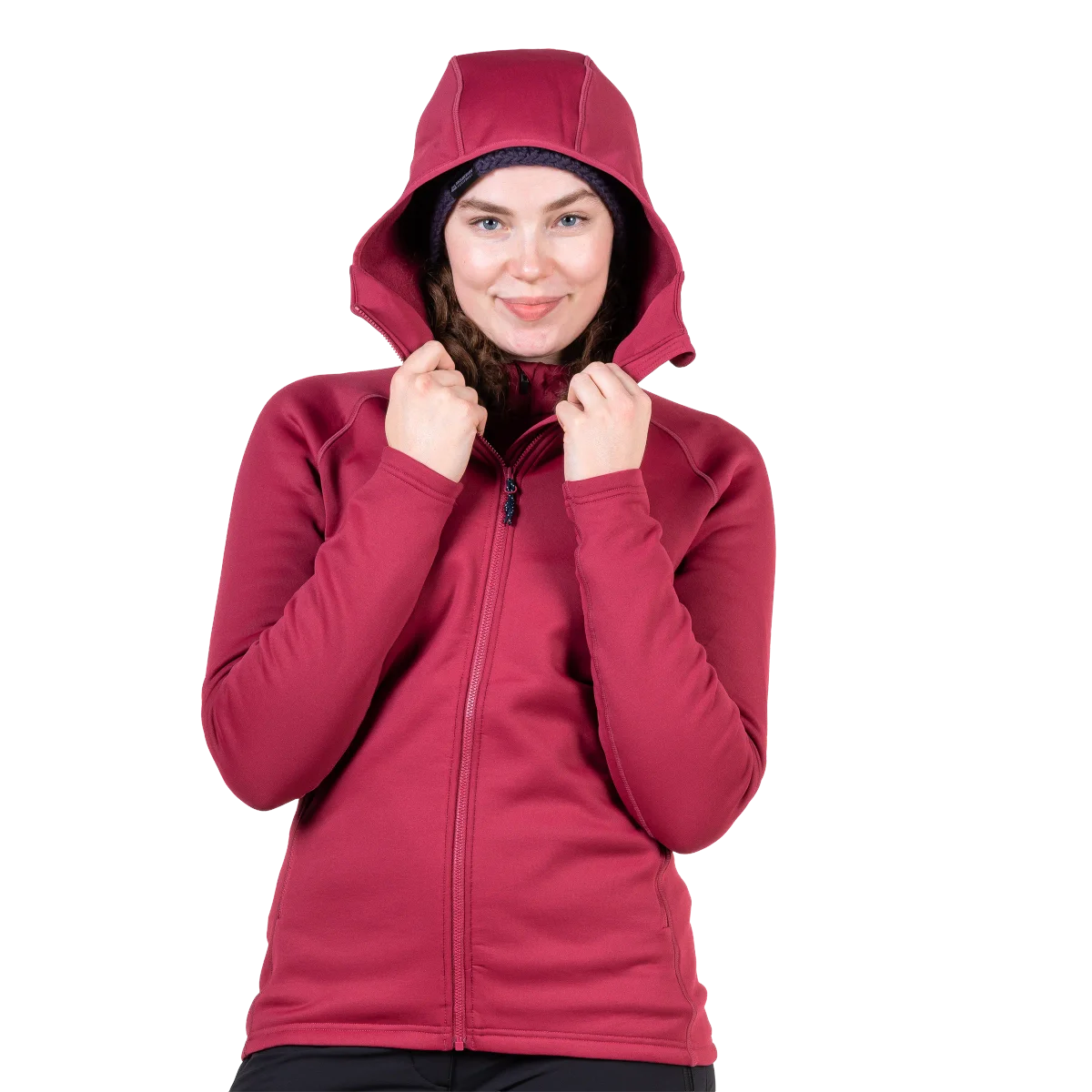 Jorasses Hooded Women's Stretch Powerfleece Jacket - Maroon [ME-008072_SAMPLE]