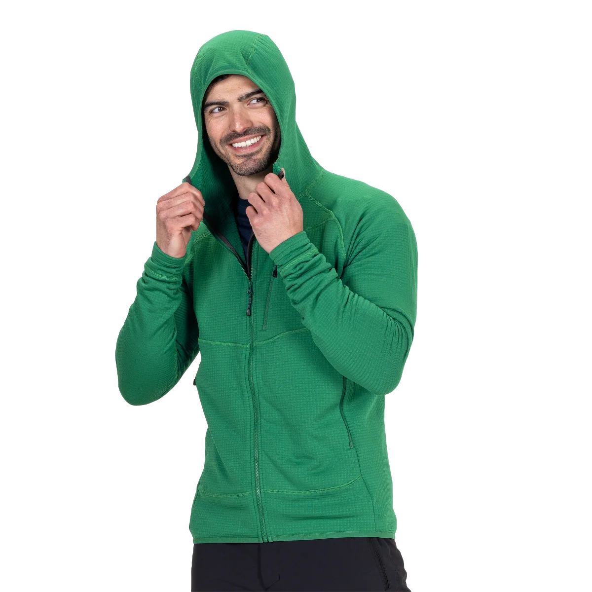 Eclipse Hooded Men's Pontetorto® Tecnostretch 238 Gridded Fleece Jacket - Alpine Green [ME-009000_SAMPLE]