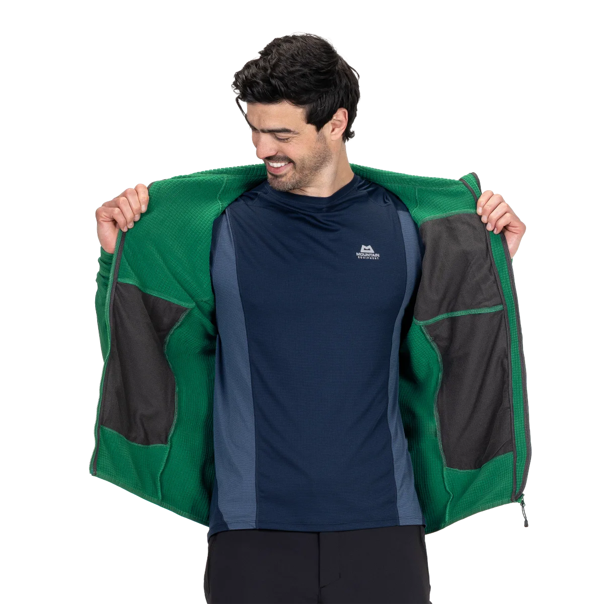Eclipse Hooded Men's Pontetorto® Tecnostretch 238 Gridded Fleece Jacket - Alpine Green [ME-009000_SAMPLE]