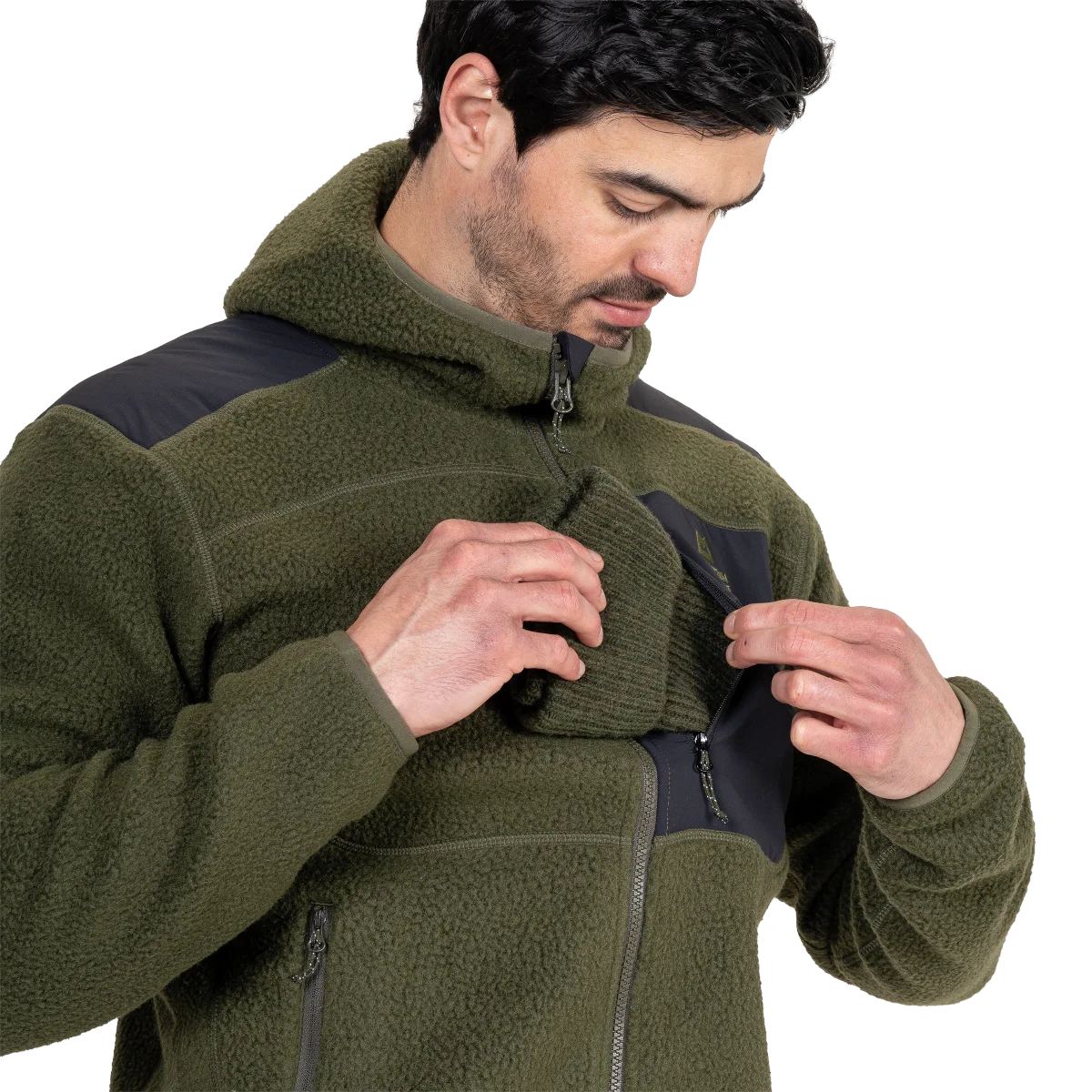 Highpile Hooded Men's High-Loft Recycled Fleece Jacket - Buckthorn Black [ME-009005_SAMPLE]